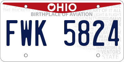 OH license plate FWK5824