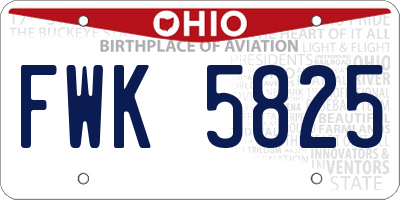 OH license plate FWK5825