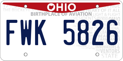 OH license plate FWK5826