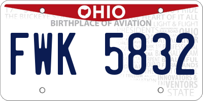 OH license plate FWK5832