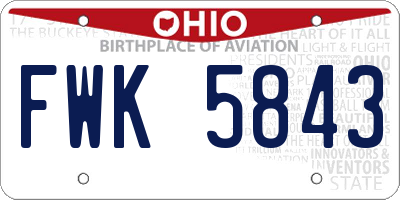 OH license plate FWK5843