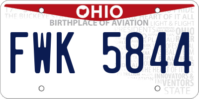 OH license plate FWK5844