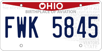 OH license plate FWK5845