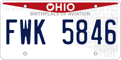 OH license plate FWK5846