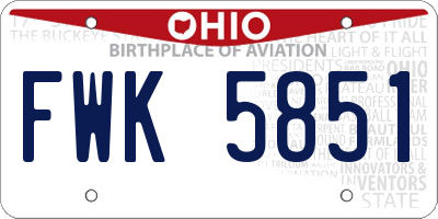 OH license plate FWK5851