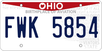 OH license plate FWK5854
