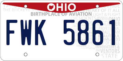 OH license plate FWK5861