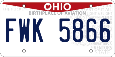 OH license plate FWK5866
