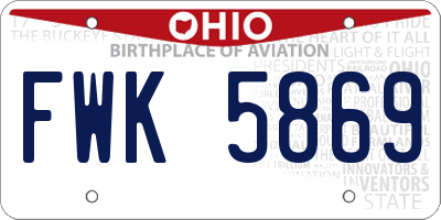 OH license plate FWK5869