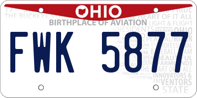 OH license plate FWK5877
