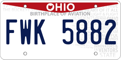 OH license plate FWK5882