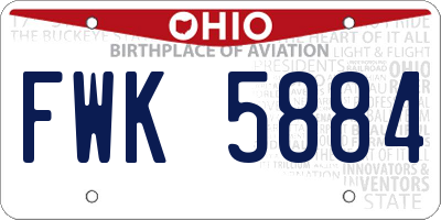 OH license plate FWK5884