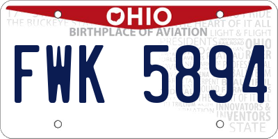 OH license plate FWK5894