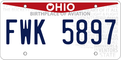 OH license plate FWK5897