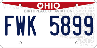 OH license plate FWK5899