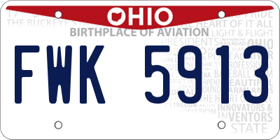 OH license plate FWK5913