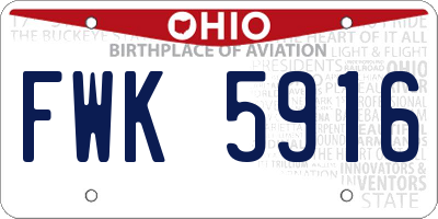 OH license plate FWK5916