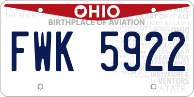 OH license plate FWK5922