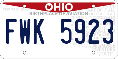 OH license plate FWK5923