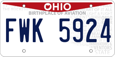 OH license plate FWK5924