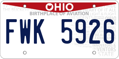 OH license plate FWK5926