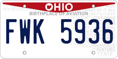 OH license plate FWK5936