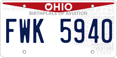 OH license plate FWK5940