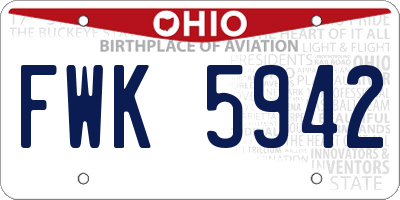 OH license plate FWK5942