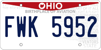 OH license plate FWK5952