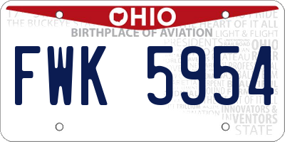 OH license plate FWK5954