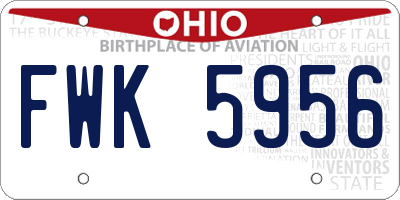 OH license plate FWK5956