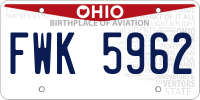 OH license plate FWK5962