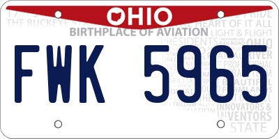 OH license plate FWK5965