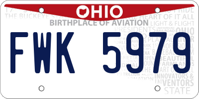 OH license plate FWK5979