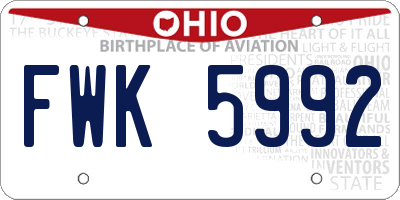 OH license plate FWK5992