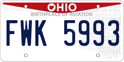 OH license plate FWK5993