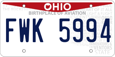 OH license plate FWK5994