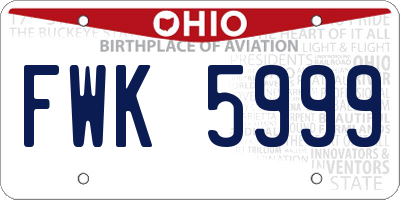 OH license plate FWK5999