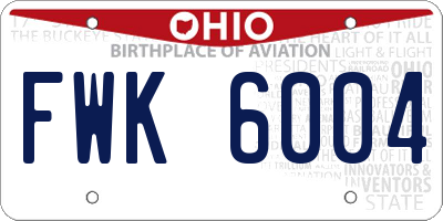 OH license plate FWK6004