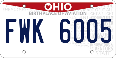 OH license plate FWK6005