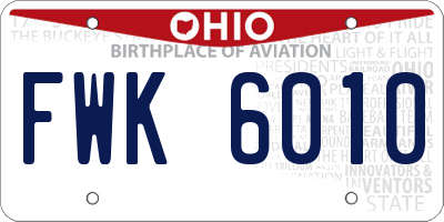 OH license plate FWK6010