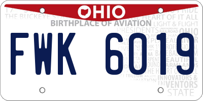 OH license plate FWK6019