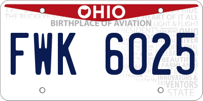 OH license plate FWK6025