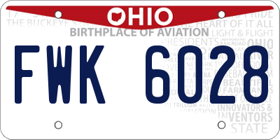 OH license plate FWK6028