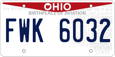 OH license plate FWK6032