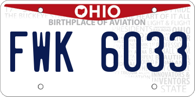 OH license plate FWK6033