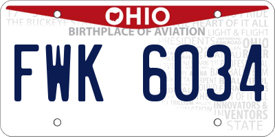 OH license plate FWK6034