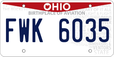 OH license plate FWK6035
