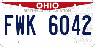 OH license plate FWK6042
