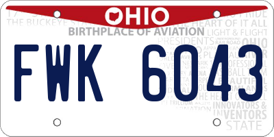 OH license plate FWK6043